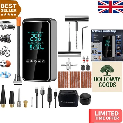 Digital Tire Inflator & Repair Kit - 6000mAh Battery for Cars & Motorcycles - Image 1 of 4