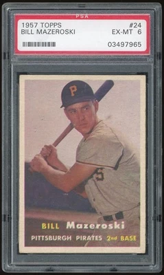 1957 Topps #24 Bill Mazeroski RC PSA 6 *7965 Foto 1 de 2