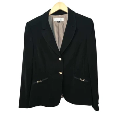Tahari Arthur S. Levine Black Blazer Women's Size 12 Gold Accent Career - Image 1 of 4