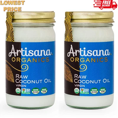 Aceite de coco virgen crudo Artisana Organics 14 oz paquete de 2 | orgánico, prensado en frío Foto 1 de 4