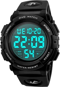 CIVO Mens Digital Sports Watches Military Big Numbers 50M Waterproof Large Face - Picture 1 of 12
