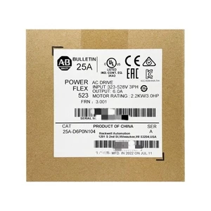 AB 25A-D6P0N104 PowerFlex 523 AC Drive 6A 3HP NEW Sealed 25AD6P0N104 USA Stock - Picture 1 of 2