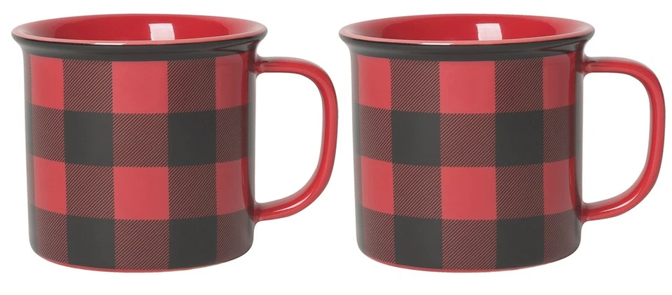 Now Designs Heritage Stoneware Mugs Set of Two Buffalo Check Free2dayship