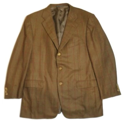 Blazer Ermenegildo Zegna Para Hombres 46 Chaqueta a Cuadros Marrón Cachemira Pura Foto 1 de 4