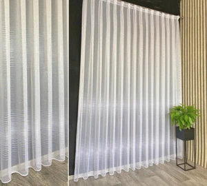 Gardine Store Marquisette schlichte Streifendesign Exakter Faltenwurf NACH MAß - Bild 1 von 8