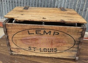 LEMP CERVA ST LOUIS MO 1917 WOODEN NEAR BEER CRATE 2 DOZ NOWATA OK PROHIBITION - Picture 1 of 8