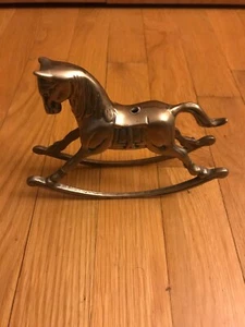 Vintage Heavy Brass Rocking Candle Stick Horse In Great Shape. - Picture 1 of 7