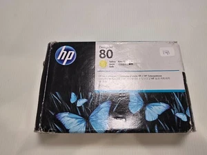 New Sealed Genuine HP 80 Yellow 350ml Ink Cartridge C4848A DesignJet 1000 2020 - Picture 1 of 6