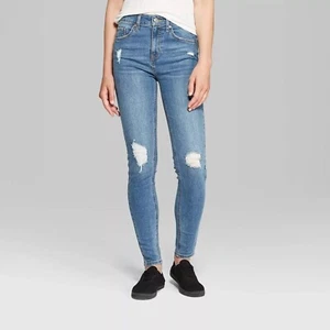 Women's High-Rise Distressed Skinny Jeans - Wild Fable - Size 4 (27" Waist) - Picture 1 of 11