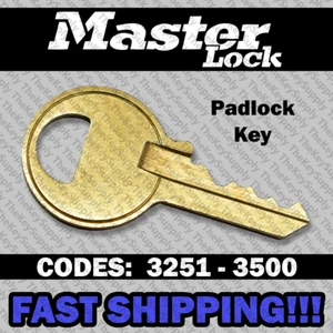Master Lock Padlock Replacement Key Cut to Your Code 3251 - 3500 - Picture 1 of 1