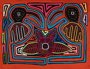 Turquoise And Orange Gossip Bird Mola - Picture 1 of 10