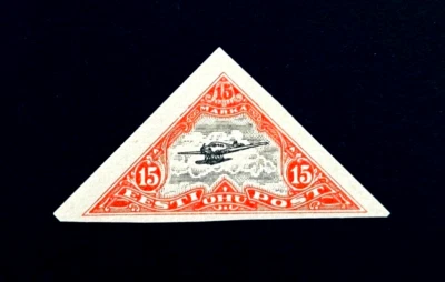 Марка ЭСТОНИЯ - 1924 авиапочта самолет треугольник Imperf новом OG H/LH r85🔥 - Изображение 1 из 2