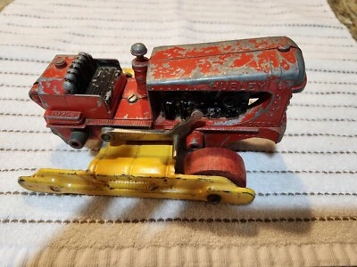 Vintage Hubley #505 Front End Loader Diesel Bulldozer w/ Wooden Wheels Parts - Image 1 of 4