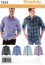 Simplicity 1544 Men's Traditional Button Front Shirt Band Collar Sewing Pattern