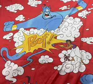 Vintage Disney Aladdin Genie Abu Red Twin Flat Sheet Poof Stoff USA FEHLER J2 - Bild 1 von 2