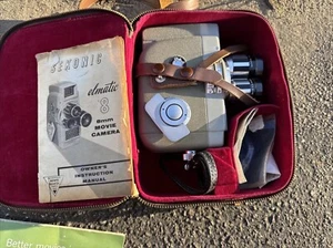  VINTAGE 8mm CINE Camera SEKONIC ELMATIC 8 Turret f/1.9 3 Lens Movie Camera - Picture 1 of 18