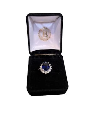 Princesa Diana .925 Plata esterlina Zafiro Piedra blanca Anillo de intercambio Bradford* Foto 1 de 4