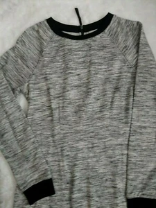 Lou & Grey schwarz/grau meliertes Kleid ausgestellt Reißverschluss Kontrast Jersey Strick Gr. M - Bild 1 von 7