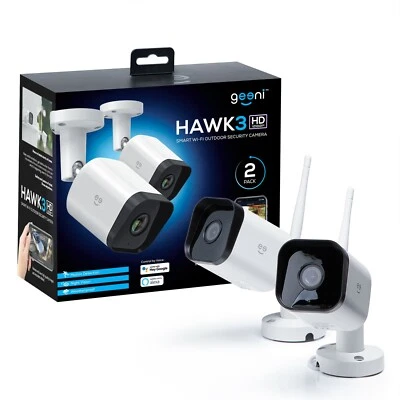 Geeni Hawk 3 1080p Wi-Fi Outdoor Cameras with Alexa Google Voice Control 2 Pack
