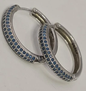 1 par de criollas con piedras preciosas azules de plata 925 aprox 26 x 26 mm - Imagen 1 de 8