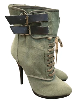 Botas de combate Charlotte Russe de tacón verde militar para mujer talla 7 Foto 1 de 4