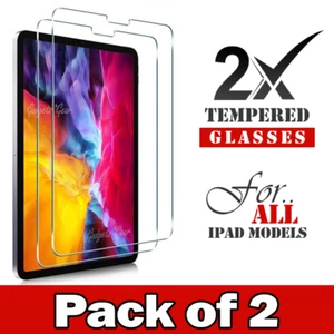2X Tempered Glass Screen Protector For iPad 9th 10th 11th 7th 6th 5th Gen Air 11 - Picture 1 of 11