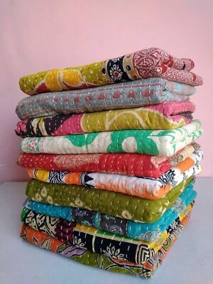 10 Stück Großhandel Menge Überwurf Decke Kantha Quilt Indisch Vintage Baumwol... - Bild 1 von 4