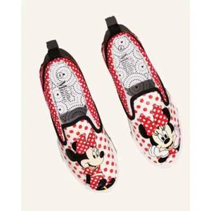 Disney Girl SIZE 4 Minnie Mouse Twin Gore Slip-On Shoes COLOR RED White NWT - Picture 1 of 17