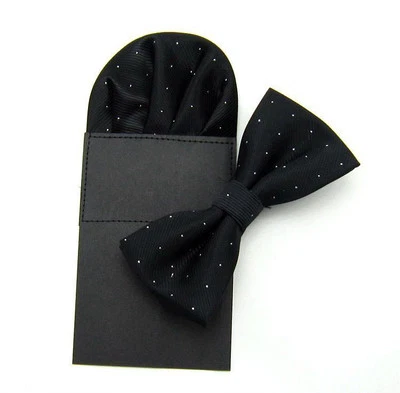 Para Hombres Brillante Brillante Brillante Lunares Boda Fiesta Pajarita Pajarita Bolsillo Conjunto Cuadrado  Foto 1 de 2