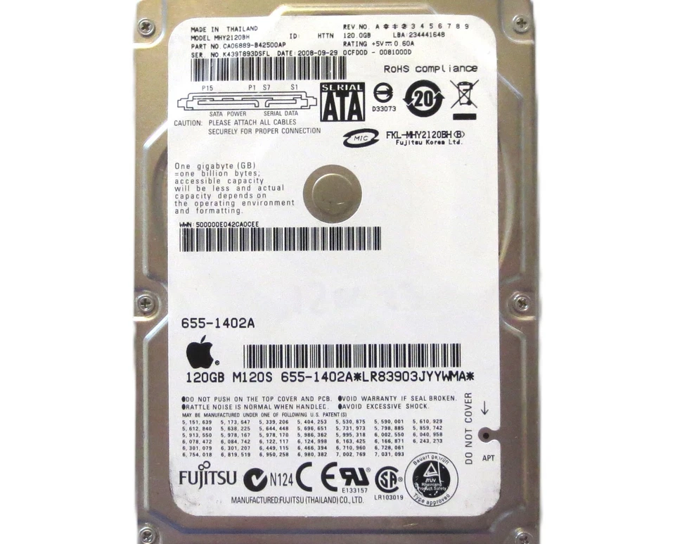 Fujitsu MHY2120BH CA06889-B42500AP 0CFD0D-0081000D (K43) Thailand 120gb 2008-09 - Image 1 of 1