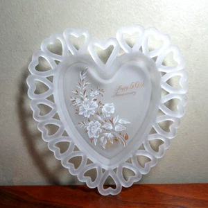 Placa de corazón Viking Glass D1082 satinada 71/2 placa del 50 aniversario - Imagen 1 de 10