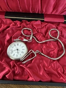 Vintage Pocket Watch Silver Tone Chain Clip Antimagnetic Wind Up - Picture 1 of 3