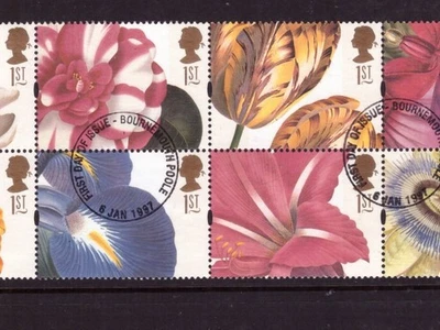 Gran Bretaña 1997 Greeting Flowers conjunto sellos finos usados de FDC Foto 1 de 2