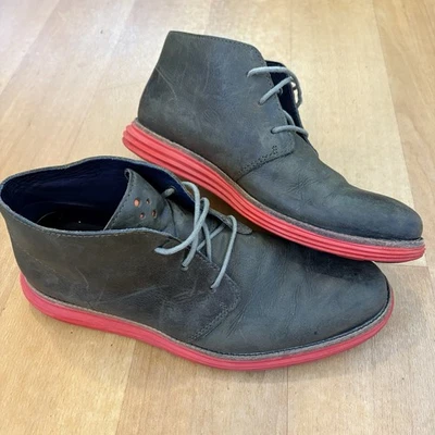 Cole Haan Lunargrand оливковый серый красный подошва кожи чукка ботинки размер 10 М повседневный - Изображение 1 из 4