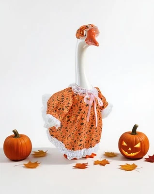 万圣节门廊鹅服装适用于 23 英寸草坪雕像,院子愚蠢草坪鸭子 Shir — 第 1/4 张图片