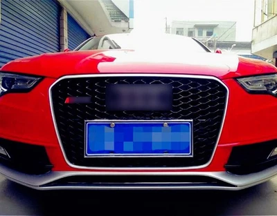 Parrilla de malla para parachoques delantero plateada para AUDI A5 S5 RS5 2012-2013 2014-2015 2016 Foto 1 de 4