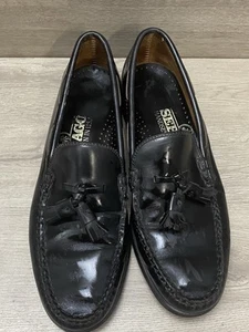 Sebago Hand-Sewn in USA Black Leather Half Strap Penny Loafers  Men's Sz 8 - Picture 1 of 9