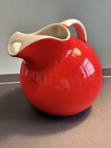 Vintage Red Water Pitcher Hall's Superior Quality Kitchenware Tilted Ball Icelip - Picture 1 of 16