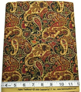 2009 Paisley 1.75yds Fabric Traditions Cotton Quilt Craft Fabrics Autumn Colors - Picture 1 of 3