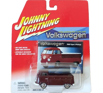 Литой под давлением пикап Volkswagen тип 2 1966 Johnny Lightning 1:64 темно-бордовый - Изображение 1 из 4