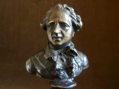 Buste de Louis XV en Bronze XVIII ème, couronné aux armes de France - Photo 1/4