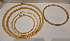 Lot 5 Wooden Embroidery Quilting Hoop 12"- 10"- 8" X 2-6" Round Needlework Frame - Picture 1 of 1
