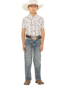 Panhandle Boys' Hooey X Rock And Roll Denim Medium Wash Step Bootcut Stretch - - Picture 1 of 11