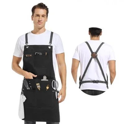 Professional Chef Apron, 100% Cotton Canvas, Perfect for Cooking, Black - Image 1 of 4