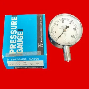 Daito Keiki Seisakusho SUS316 60 PSI Pressure Gauge, Lower Mount, 3/8" Conn. - Picture 1 of 6