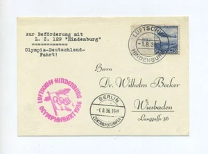 1936 3rd Reich Zeppelin LZ129 Olympic flight card Boardpost SI 427 A - Picture 1 of 1