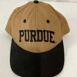 Vintage Purdue University Hat 90s Cap Embroidered Retro Square Union Made Brown - Picture 1 of 9