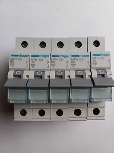 Hager MCB 5 interruttori usati gamma MTN 5x6amp buone condizioni - Foto 1 di 1
