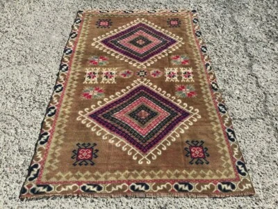 Большой турецкий небольшой ковер Oushak для прихожей - винтажные ковры Kilim для гостиной - Изображение 1 из 4