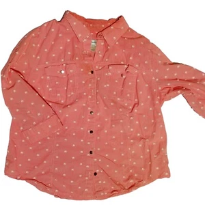 Camisa Blusa Roja Blanca CJ Banks XL Abotonada X LEER Distressed Prairie Country - Imagen 1 de 11